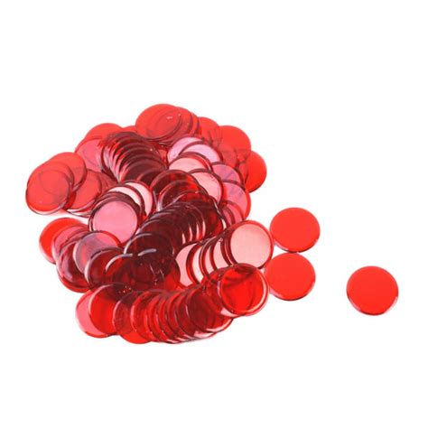 Set Of 100 Clear Red Plastic Bingo Chip Transparent Hard Card Game