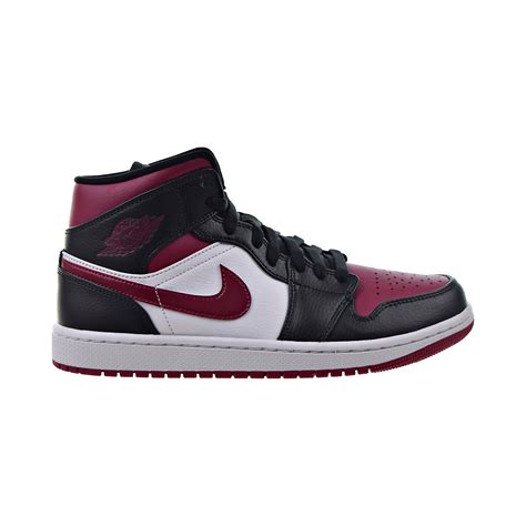 Buy Air Jordan 1 Mid Mens Shoes Black Noble Red White Noir 554724 066