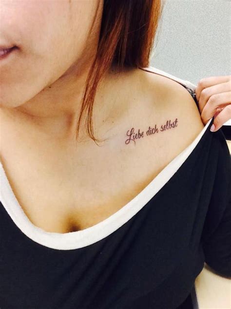 sweet love tattoo quote in german on collar bone cute best friend tattoos matching best friend