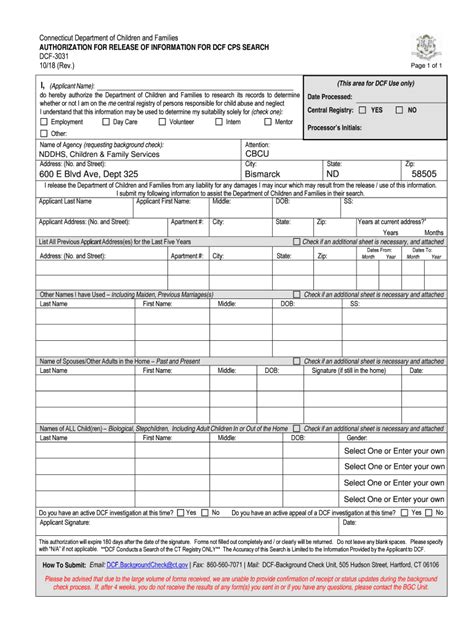 Form Dcf 3031 Authorization For Release Of Information For Fill