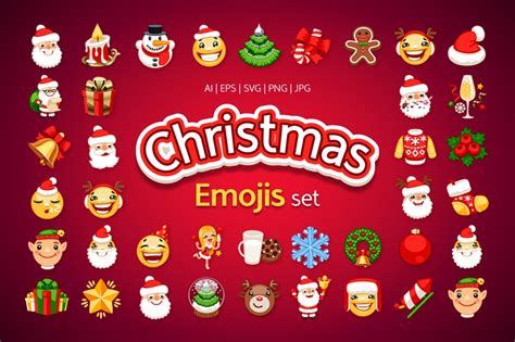 Christmas Emojis Set Emoji Icons ~ Creative Market