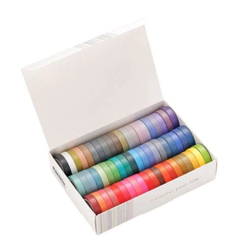 60 Pcs Rainbow Washi Tape Set Colorful Skinny Washi Tape Etsy