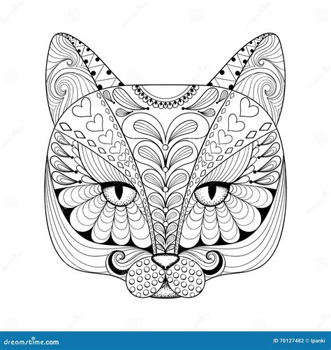 Zentangle Coloring Pages Cat Adult Coloring Pages