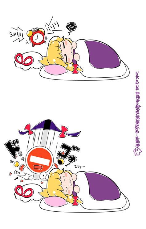 Safebooru 1girl 3 Alarm Clock Blanket Blonde Hair Blush Stickers Bow Byourou Chibi Clock