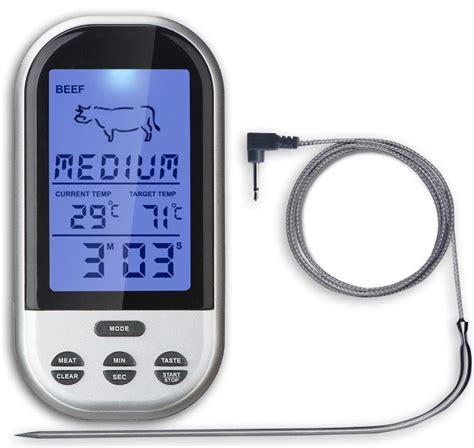 New Wireless Lcd Remote Thermometer For Bbq Grill Meat Kitchen Oven