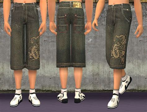 Mod The Sims Baggy Shorts With Dragon For Men Fixed