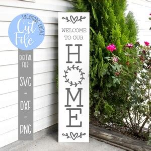 Welcome To Our Home Wreath Svg Tall Vertical Welcome Svg Etsy