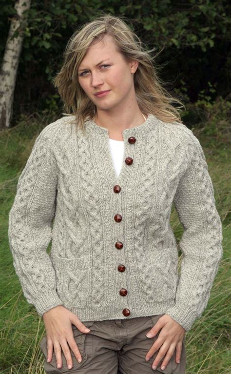 ladies luxury hand knitted aran cardigan sunart by scotweb cardigans for women cable knit