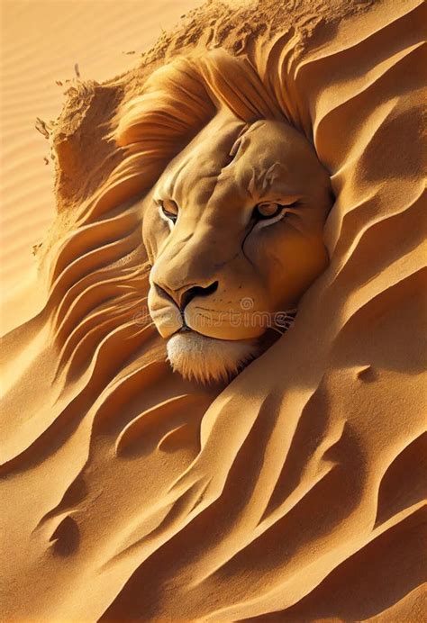 sand lion statue ai generated stock image image of forward dust 271142607
