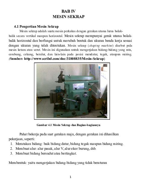 Doc Bab Iv Mesin Sekrap Pengertian Mesin Sekrap Vero Jargon