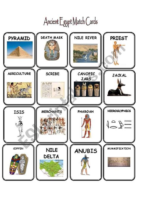 Match Cards For Developing Vocabulary On The Topic Of Ancient Egypt