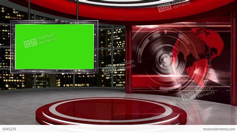 News Tv Studio Set 12 Virtual Green Screen Background Loop Stock Video