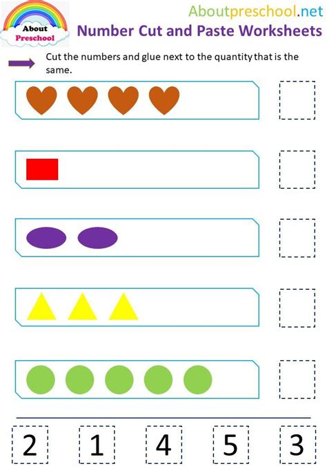 Preschool Number Cut And Paste Worksheets