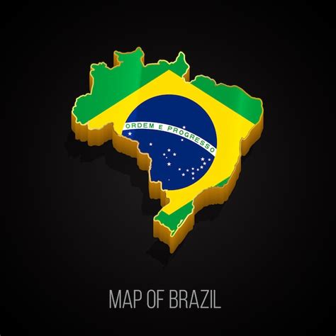 Mapa 3d Do Brasil Vetor Premium