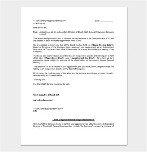 Company Appointment Letter 17 Samples For Word Doc Pdf Format