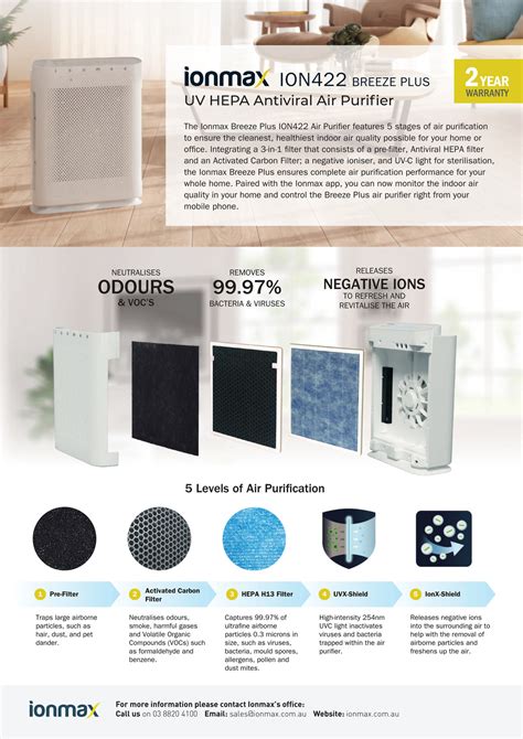andatech ionmax breeze plus ion422 uv antiviral hepa air purifier brochure page 1 created
