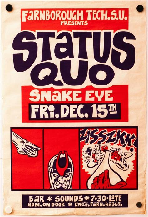 Status Quo W Snake Eye Farnborough Tech Su 1972 Maybe Teenburger