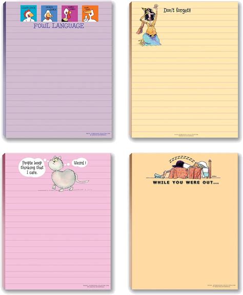 Office Notepad Assorted Pack 4 Novelty Notepads Funny