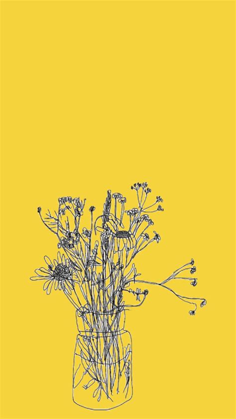 Download Minimalist Flower Drawing Yellow Aesthetic Iphone Wallpaper