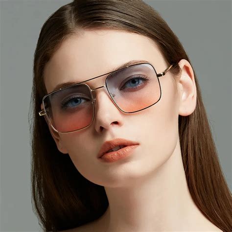 classic gradient sunglasses alloy frams women eyeglasses square shape clear lens sunglass women