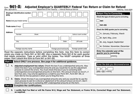 Create And Download Form 941 X Fillable And Printable 2022 941 X