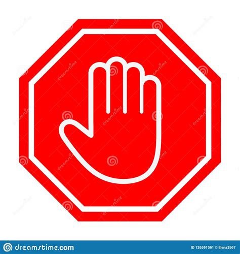 Adblock Or Red Stop Sign Icon With Hand Stock Vector Illustration Of