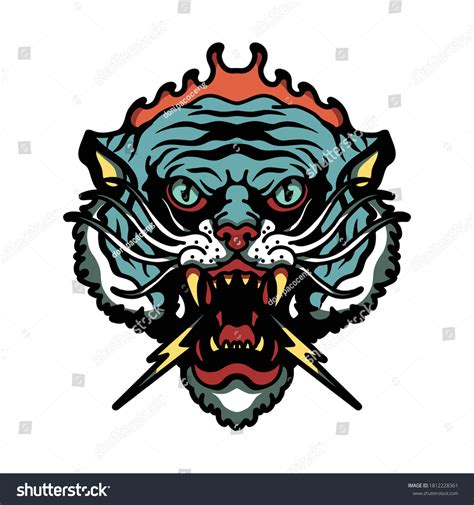Angry Tiger Tattoo Vector Design Stock Vector Royalty Free