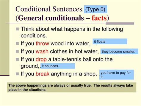 One of them is the basic sentence and the other is the condition sentence. PPT - Conditional Sentences ( General conditionals - facts ...