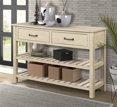 Console Table With Two Storage Drawers Rustic Sofa Table With Bottom