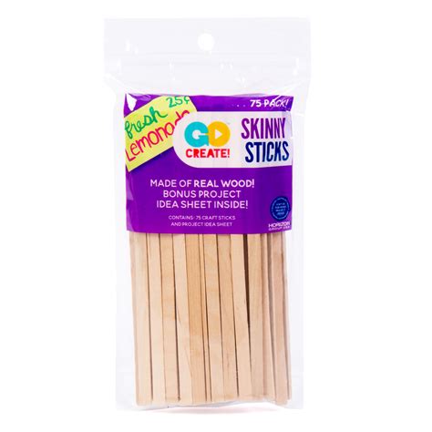 Find Your Perfect Go Create Skinny Wooden Craft Sticks 75 Pack Real