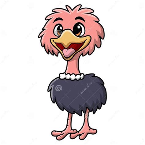 Cute Ostrich Cartoon On White Background Stock Illustration