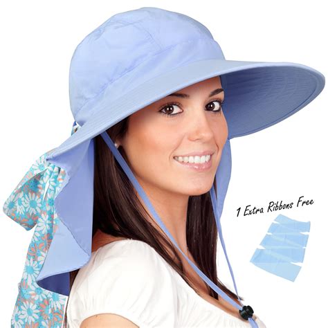 Solaris Womens Sun Hats Neck Flap Large Brim Uv Protection Foldable