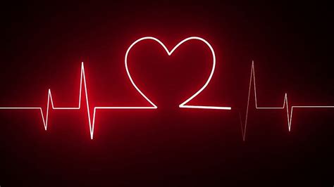 Motion Made Cardiogram Heartbeat Heat Pulse Glowing Red Neon Light