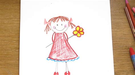 It will make it look cuter and will cover a big part of the body, so you won't have to draw the details! DIY Drawing a Cute Girl with Flower. Easy Drawings for Kids. - YouTube