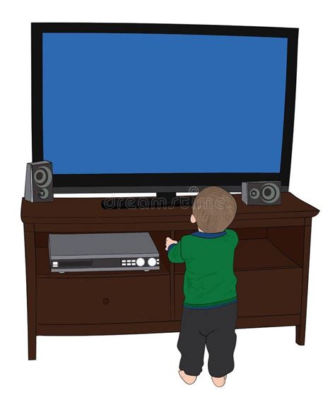Little Boy Wathing Fernsehen Bei Sehr Nah Stehen Vektor Abbildung