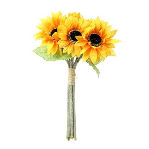 7 Stems Bundle Of Sunflowers 40cm On Strong Wired Stems Etsy Uk