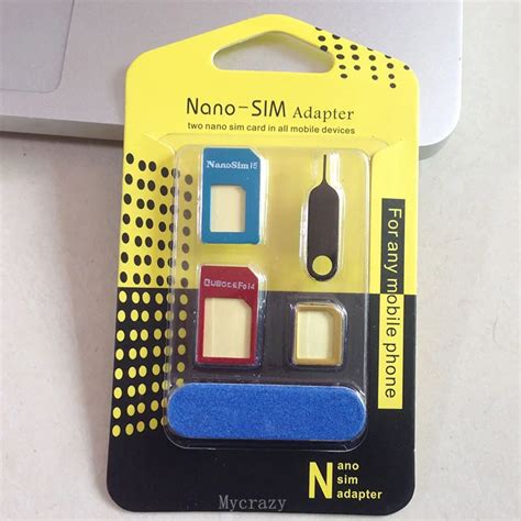 Metal 5 In 1 Micro Sim Adapter Nano Sim Card Adapter For Iphone 4 4s 5