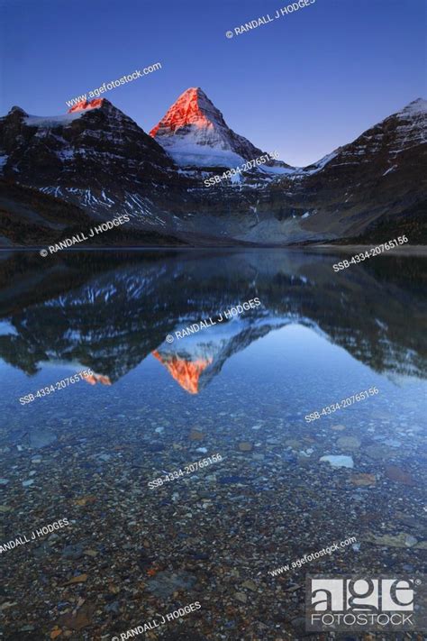 Sunrise With Mt Assiniboine Reflected In Magog Lake From Mt Assiniboine