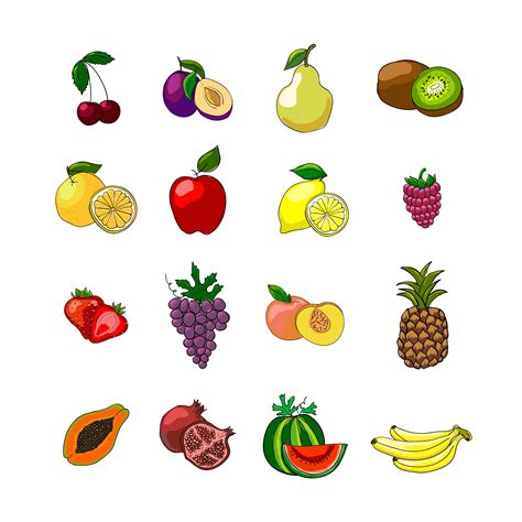 Fruits Icons Set 429272 Vector Art At Vecteezy