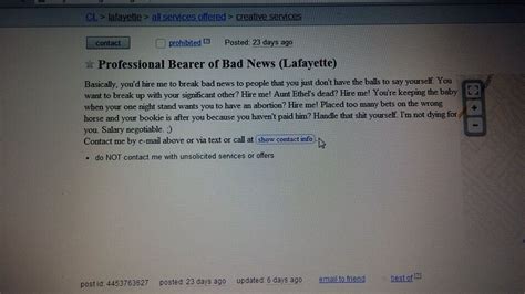 Hilarious I Found This On Rfunny Today Its A Craigslist Ad For A