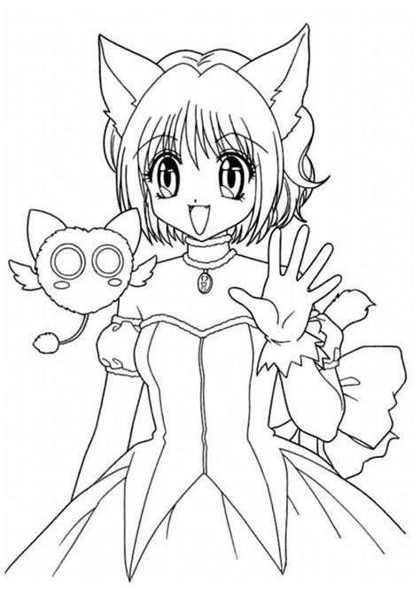 Sakura coloring pages for kids printable free. Anime Girl, : Anime Girl As Neko Coloring Page | Little ...