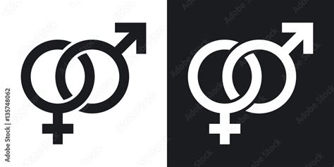 Vecteur Stock Vector Male And Female Sex Symbols Two Tone Version On Black And White Background