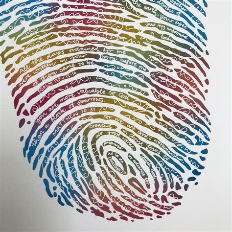 Rainbow Fingerprint Art Print Unique Valued Cheerfully Given