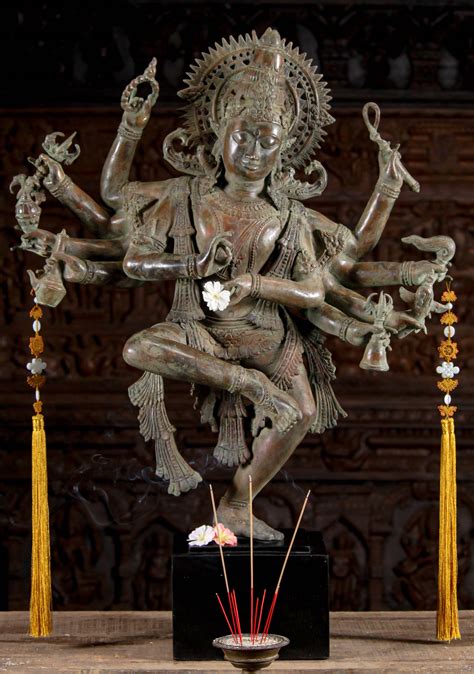 Sold Large Brass Dancing Shiva Statue With 10 Arms 38 81bb30 Hindu