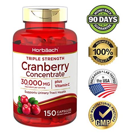 It is also the most widely taken dietary supplement. Horbaach Cranberry (30,000 mg) + Vitamin C 150 Capsules ...
