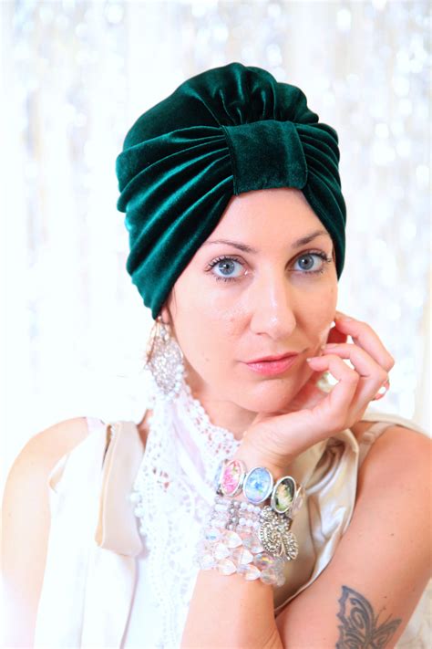 Velvet Turban In Hunter Green Turban Hat Womens Hair Etsy