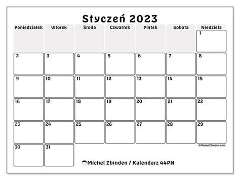 Kalendarz Styczeń 2023 Do Druku “77pn” Michel Zbinden Pl