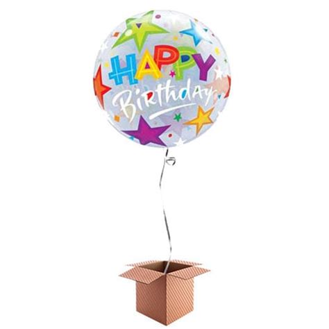 Happy Birthday Stars Bubble Helium Qualatex Balloon Inflated Balloon