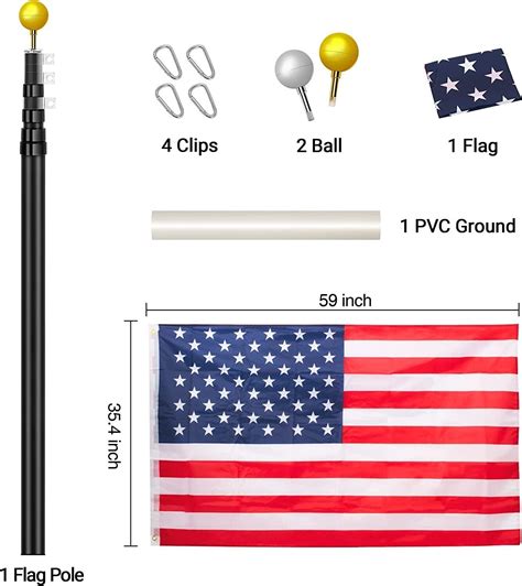 Brand New Heavy Duty Aluminum 25 Telescopic Flag Pole Kits W 3x5 Us