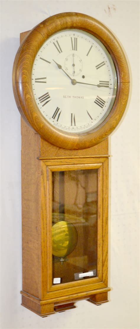Lot Antique Seth Thomas 2 Oak Wall Regulator Wall Clock Tands With A
